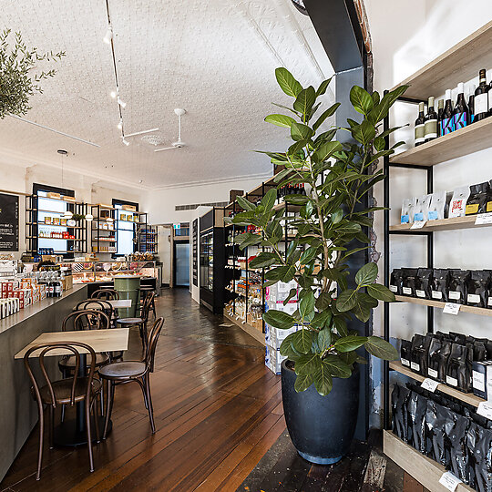 Interior photograph of Tom's Providore & Wine Bar by Ross Wallace Photography