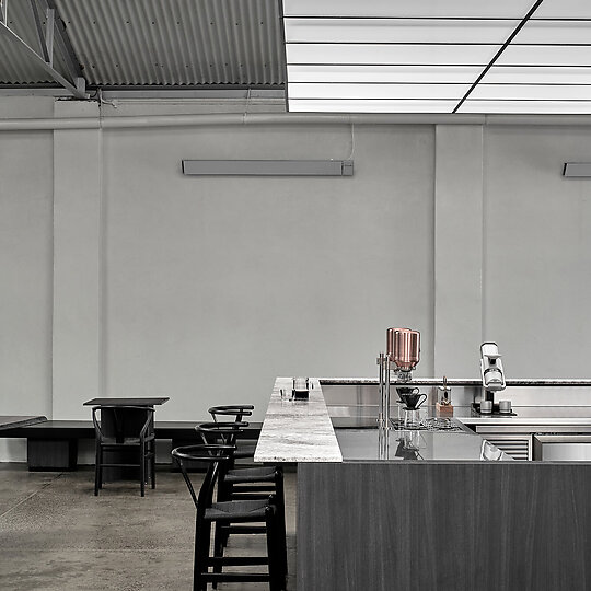Interior photograph of Manta Ray Coffee Roastery by Peter Clarke