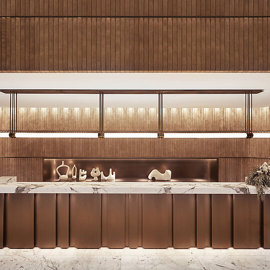 Interior photograph of Hilton Melbourne Little Queen Street by Sean Fennessy