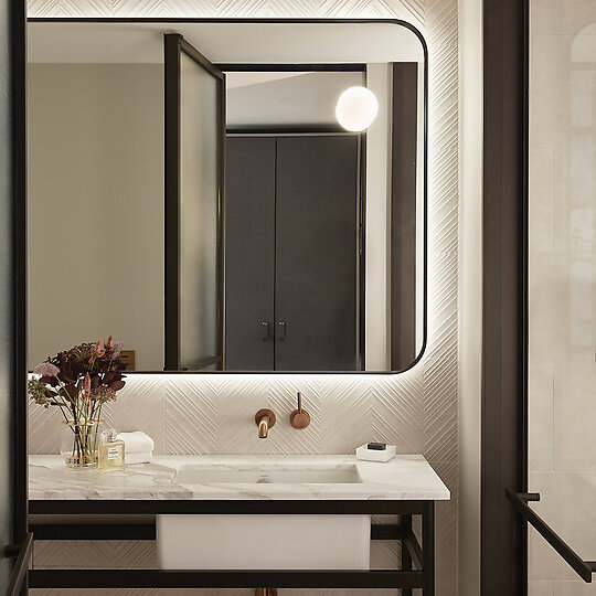 Interior photograph of Hilton Melbourne Little Queen Street by Sean Fennessy