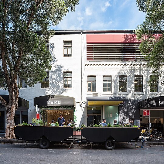 Interior photograph of Relocateable Recycled Plastic Parklet by Barton Taylor