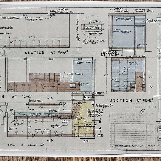 Interior photograph of Pellegrini’s Espresso Bar by Peter Bennetts